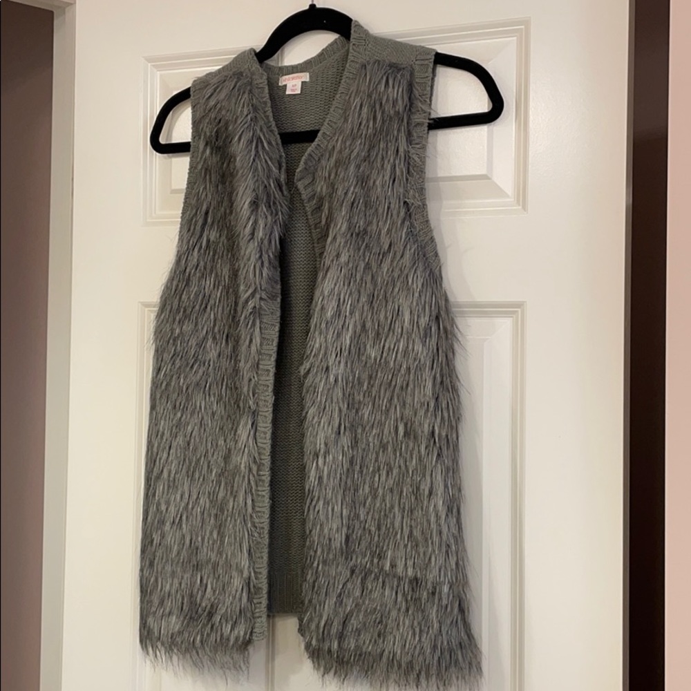 Gray fur vest